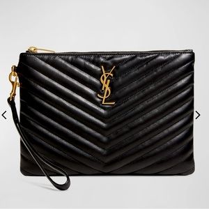YSL Black/ gold matelasse pouch